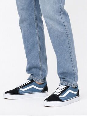 Vans Old Skool Blue Black White Stripe Sneakers Men’s 8 Women’s 9.5 NWOT